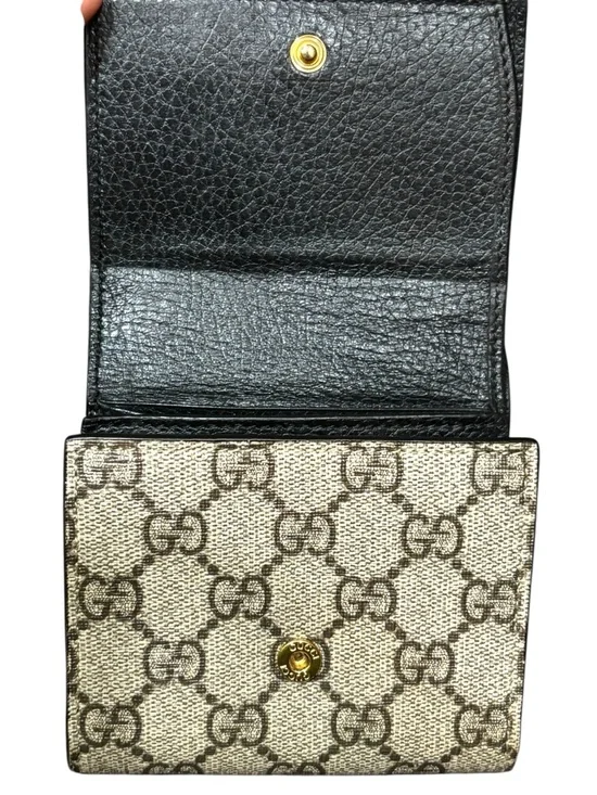Gucci GG Marmont Compact Wallet Black Leather GG Supreme Canvas - Picture 13 of 15